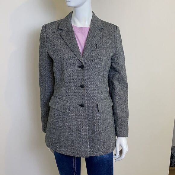 Larry Levine Jacket Blazer Size 4 Black Herringbone NWOT Levine Classics - Picture 2 of 6